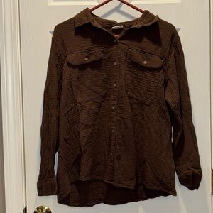 a.n.a Chocolate Brown Relaxed Shirt